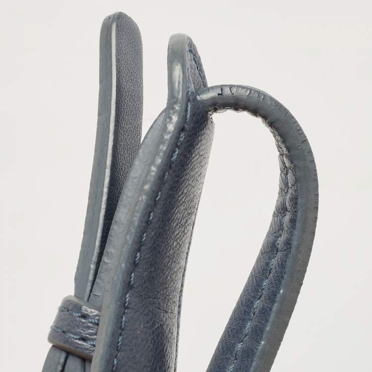 Pre Owned Bottega Veneta Blue Intrecciato and Stitched Leather Nodini Crossbody Bag