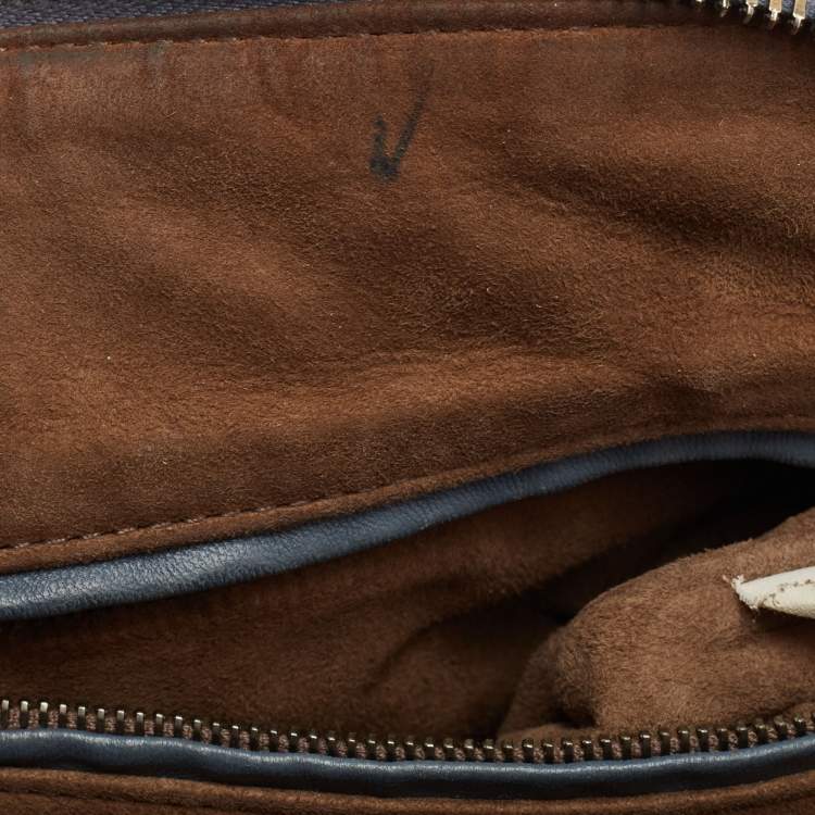 Pre Owned Bottega Veneta Blue Intrecciato and Stitched Leather Nodini Crossbody Bag