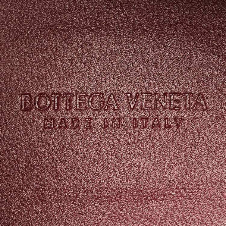 Pre Owned Bottega Veneta Burgundy Intrecciato Leather Arco Tote