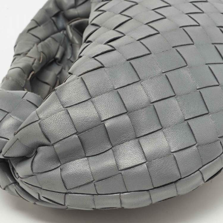 Pre Owned Bottega Veneta Dark Grey Intrecciato Leather Mini Jodie Hobo