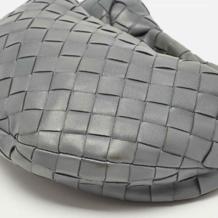 Pre Owned Bottega Veneta Dark Grey Intrecciato Leather Mini Jodie Hobo
