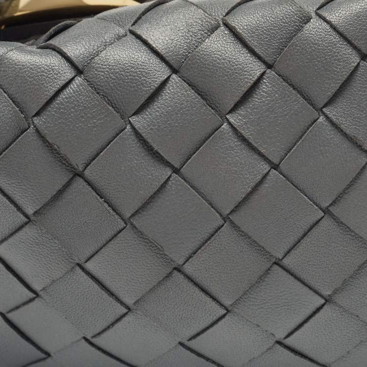 Pre Owned Bottega Veneta Dark Grey Intrecciato Leather Mini Jodie Hobo