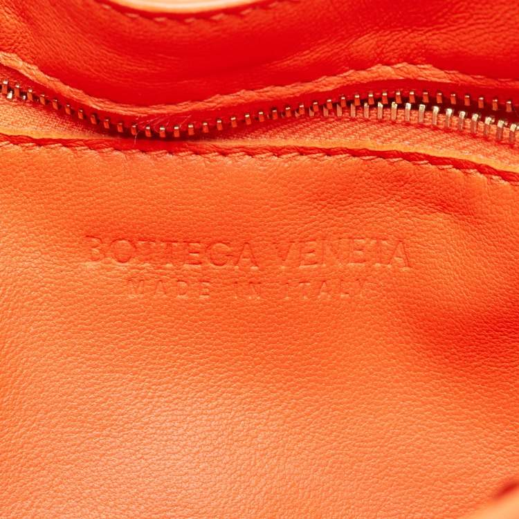 Pre Owned Bottega Veneta Orange Leather Padded Cassette Flap Shoulder Bag