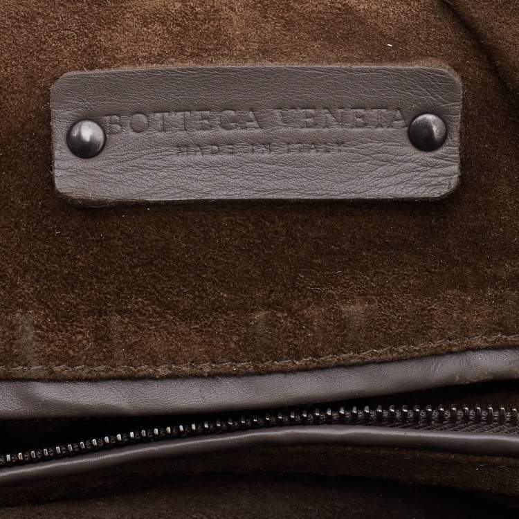 Pre Owned Bottega Veneta Grey Intrecciato Leather Boston Zip Bag