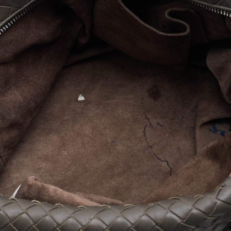 Pre Owned Bottega Veneta Grey Intrecciato Leather Boston Zip Bag