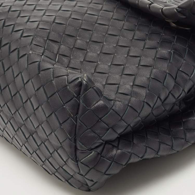 Pre Owned Bottega Veneta Black Intrecciato Leather Medium Olimpia Shoulder Bag