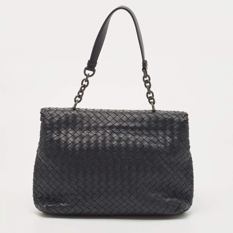Pre Owned Bottega Veneta Black Intrecciato Leather Medium Olimpia Shoulder Bag