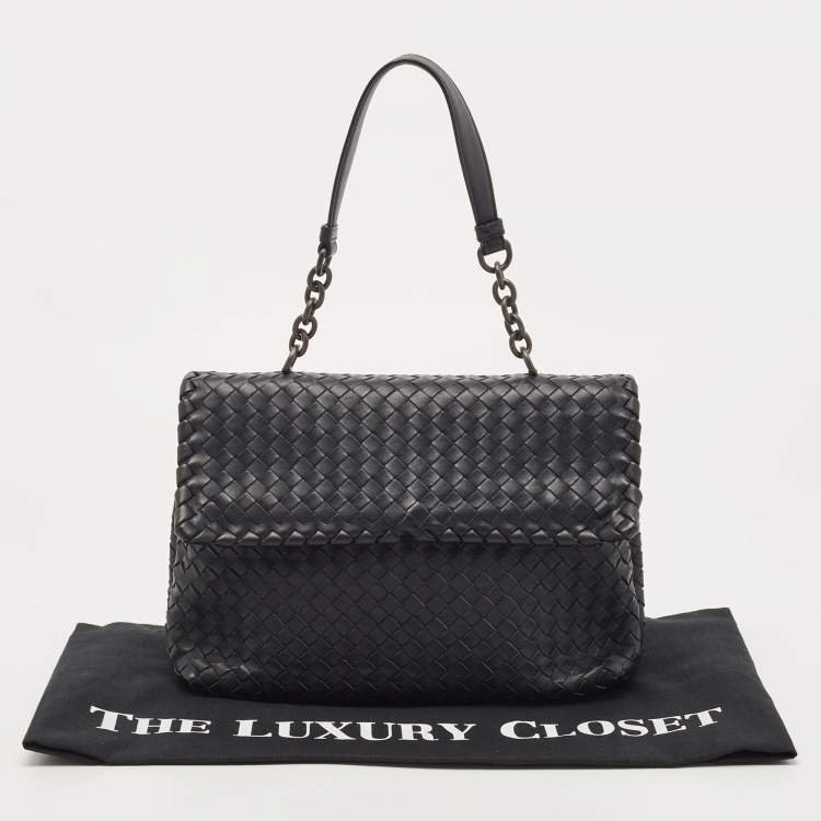 Pre Owned Bottega Veneta Black Intrecciato Leather Medium Olimpia Shoulder Bag
