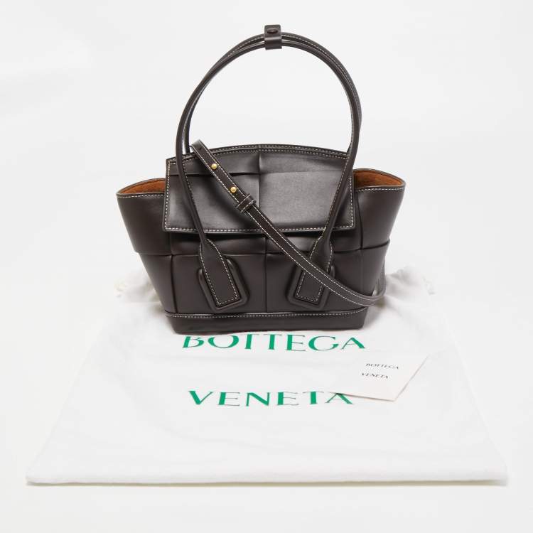 Pre Owned Bottega Veneta Dark Brown Intrecciato Leather Arco Tote