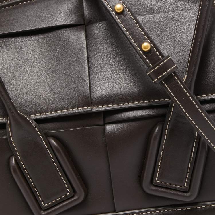 Pre Owned Bottega Veneta Dark Brown Intrecciato Leather Arco Tote