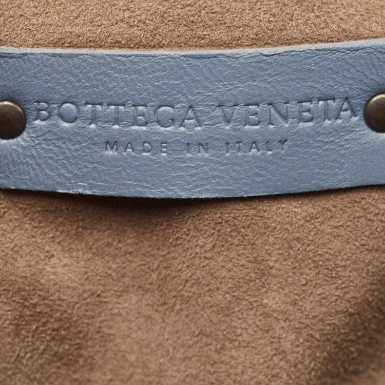 Pre Owned Bottega Veneta Light Blue Intrecciato Leather Nodini Crossbody Bag