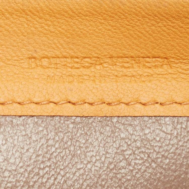 Pre Owned Bottega Veneta Saffron Yellow Intrecciato Leather Zip Continental Wallet