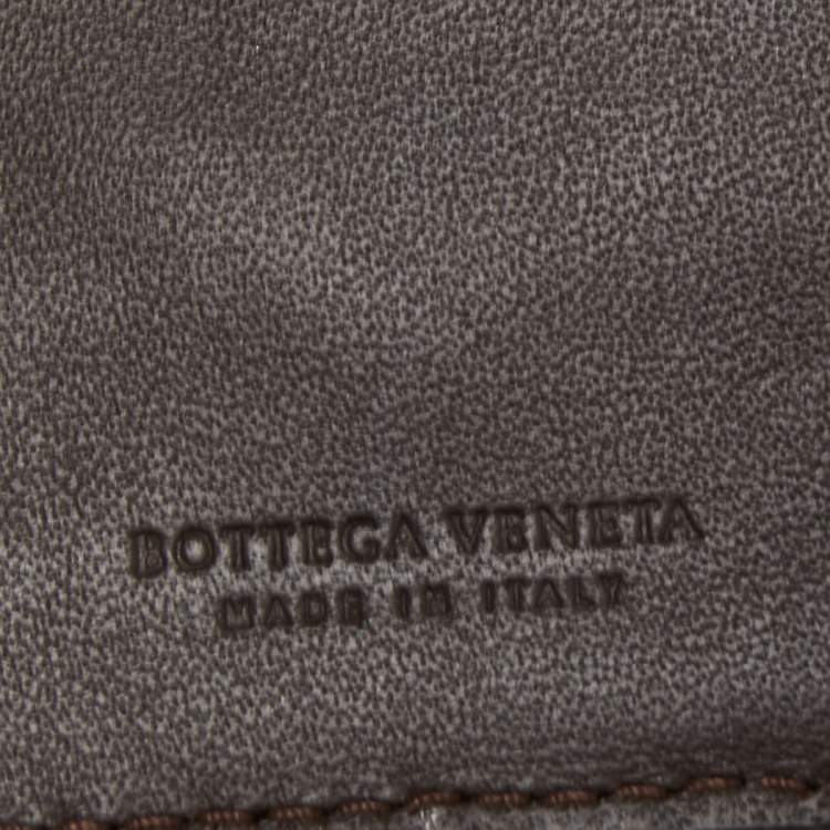 Pre Owned Bottega Veneta Dark Brown Intrecciato Leather French Wallet