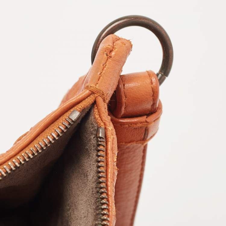 Pre Owned Bottega Veneta Brown Intrecciato Leather Floral Shoulder Bag
