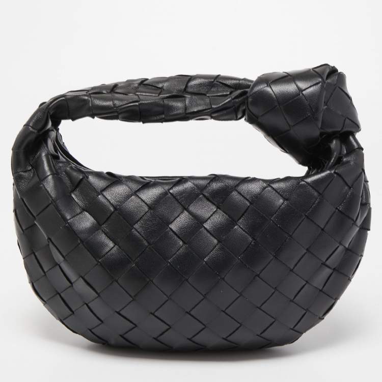 Pre Owned Bottega Veneta Black Intrecciato Leather Mini Jodie Hobo