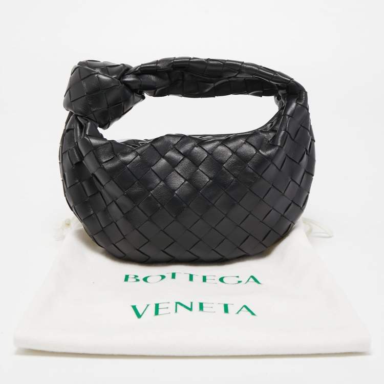 Pre Owned Bottega Veneta Black Intrecciato Leather Mini Jodie Hobo