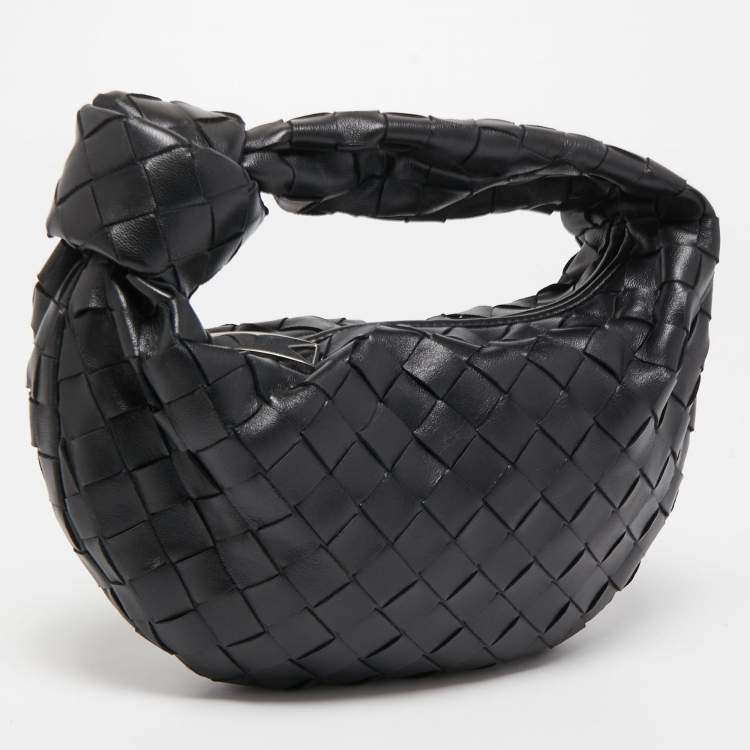 Pre Owned Bottega Veneta Black Intrecciato Leather Mini Jodie Hobo
