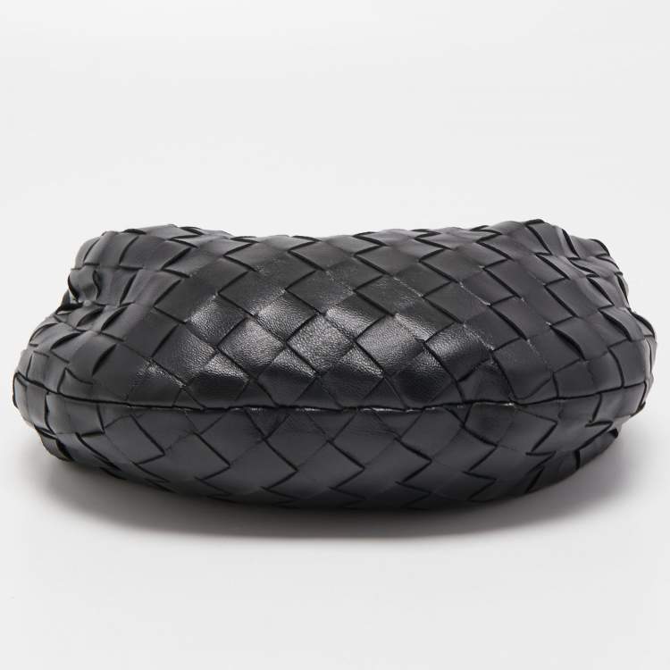 Pre Owned Bottega Veneta Black Intrecciato Leather Mini Jodie Hobo