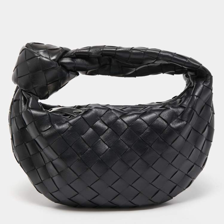 Pre Owned Bottega Veneta Black Intrecciato Leather Mini Jodie Hobo