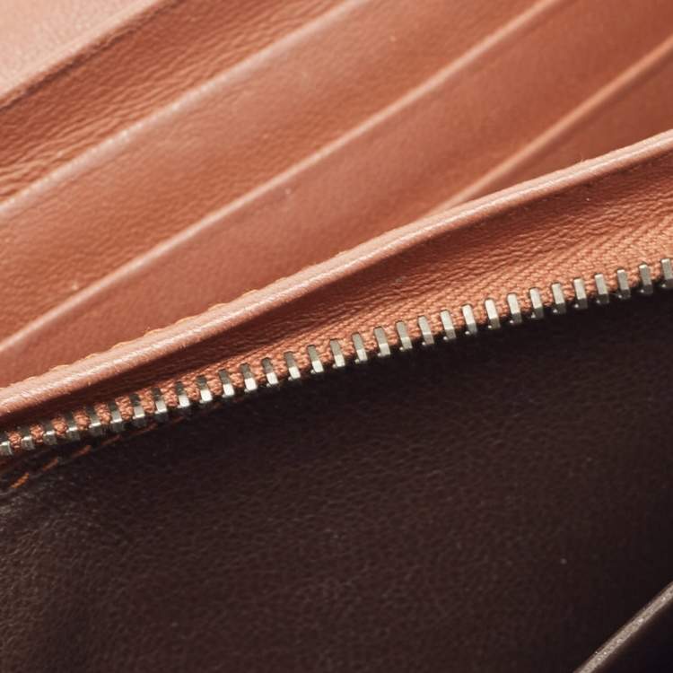 Pre Owned Bottega Veneta Brown Intrecciato Leather Flap Continental Wallet