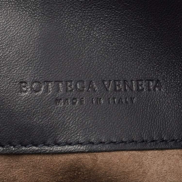 Pre Owned Bottega Veneta Dark Blue/Black Snake Skin and Intrecciato Leather Shoulder Bag