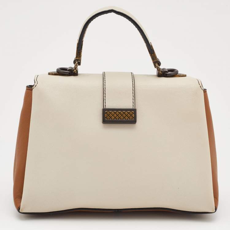 Pre Owned Bottega Veneta Tri Color Leather Mini Piazza Top Handle Bag
