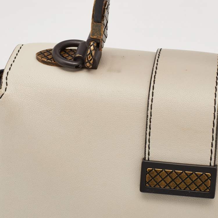 Pre Owned Bottega Veneta Tri Color Leather Mini Piazza Top Handle Bag