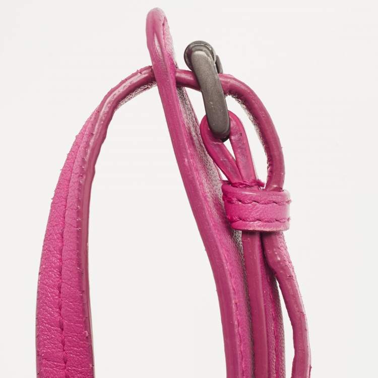 Pre Owned Bottega Veneta Magenta Intrecciato Leather Nodini Crossbody Bag