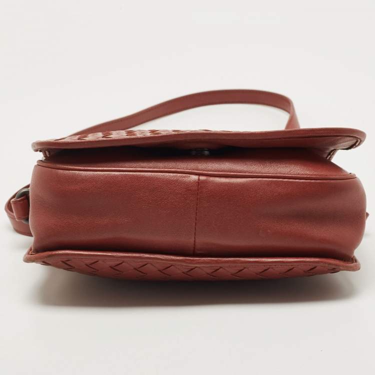 مملوكة مسبقًا Bottega Veneta Brown Intrecciato Leather Flap Crossbody Bag