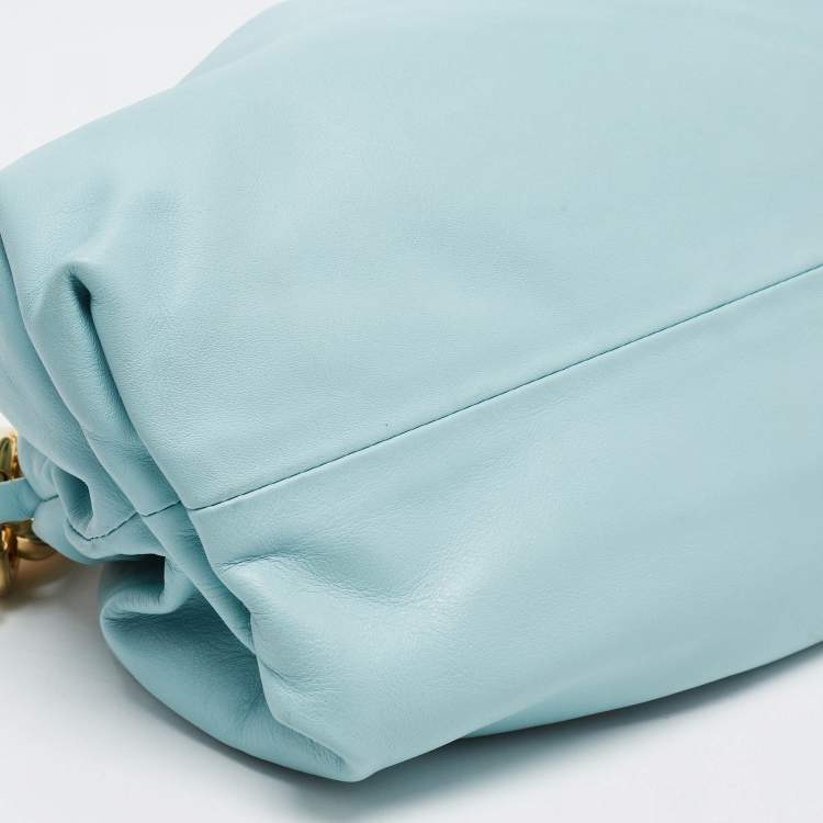 Pre Owned Bottega Veneta Sky Blue Leather Chain Pouch Shoulder Bag