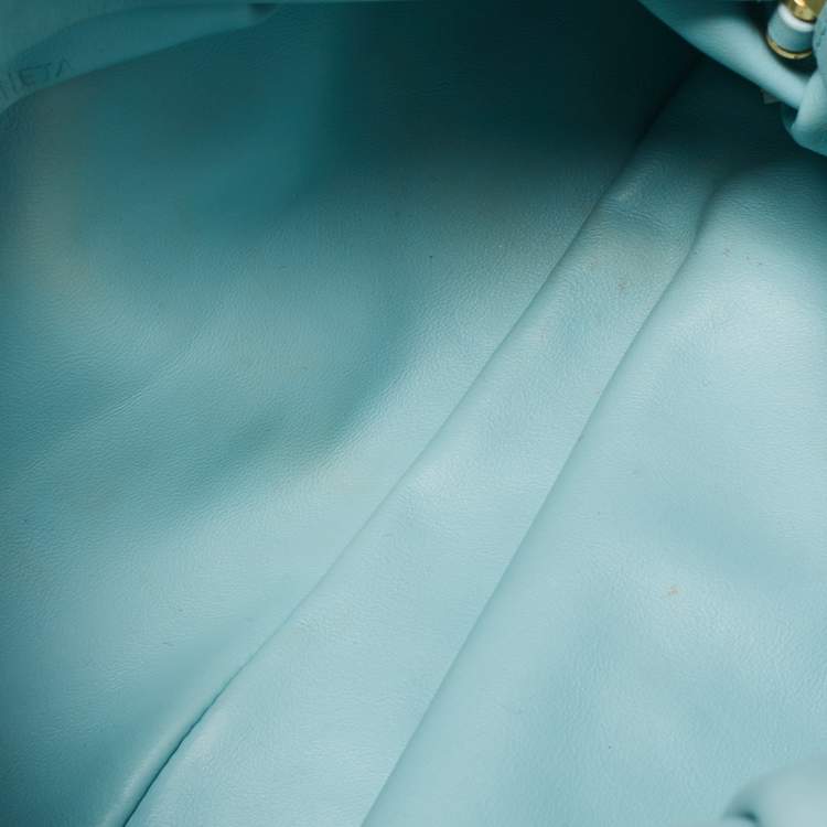 Pre Owned Bottega Veneta Sky Blue Leather Chain Pouch Shoulder Bag