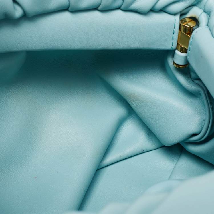 Pre Owned Bottega Veneta Sky Blue Leather Chain Pouch Shoulder Bag