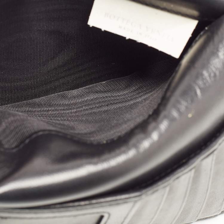 Pre Owned Bottega Veneta Black Intrecciato Leather Trifold French Wallet