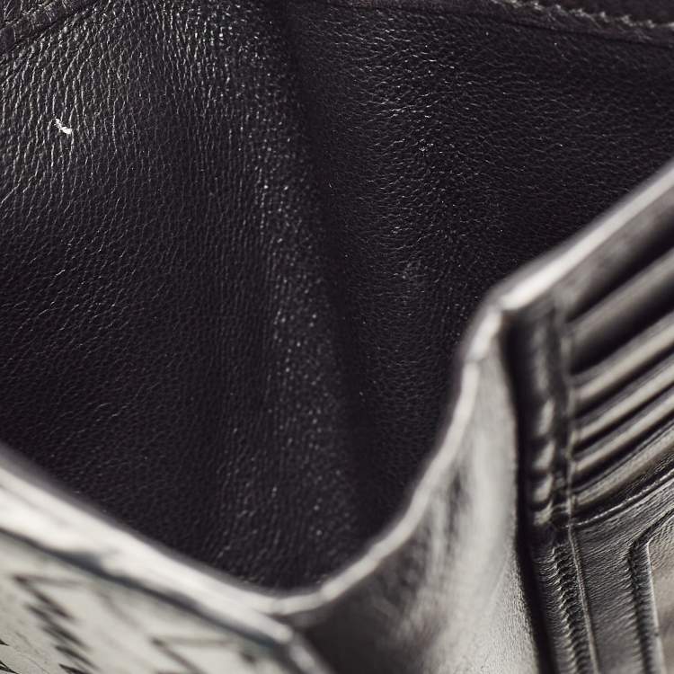 Pre Owned Bottega Veneta Black Intrecciato Leather Trifold French Wallet