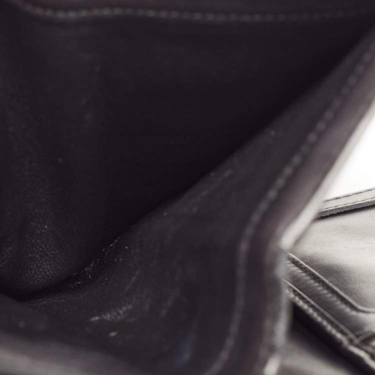 Pre Owned Bottega Veneta Black Intrecciato Leather Trifold French Wallet