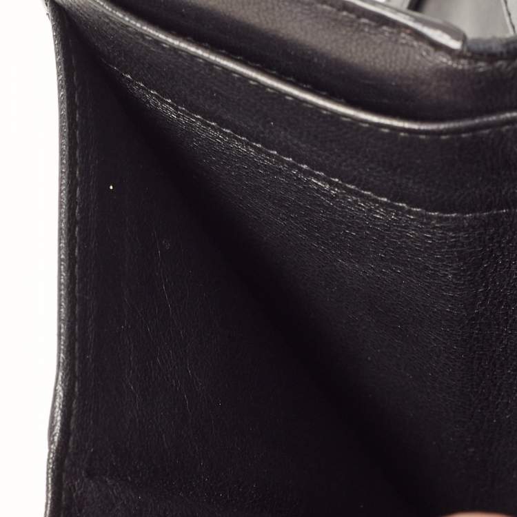 Pre Owned Bottega Veneta Black Intrecciato Leather Trifold French Wallet