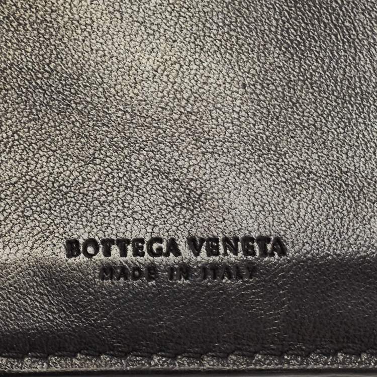 Pre Owned Bottega Veneta Black Intrecciato Leather Trifold French Wallet