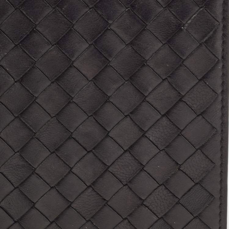 Pre Owned Bottega Veneta Black Intrecciato Leather Trifold French Wallet