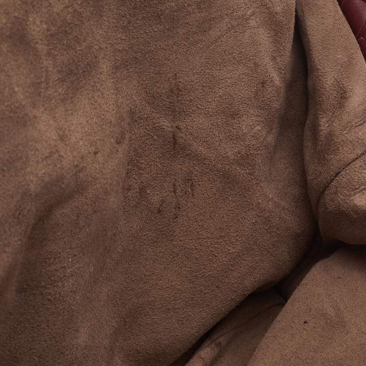 Pre Owned Bottega Veneta Burgundy Intrecciato Leather Frame Clutch