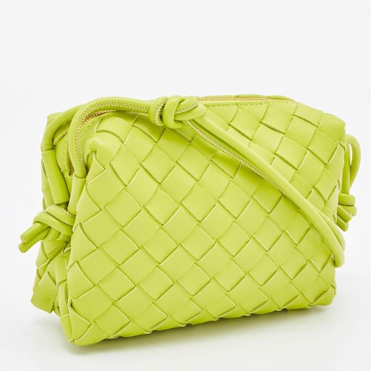 Pre Owned Bottega Veneta Light Green Intrecciato Leather Mini Loop Camera Crossbody Bag