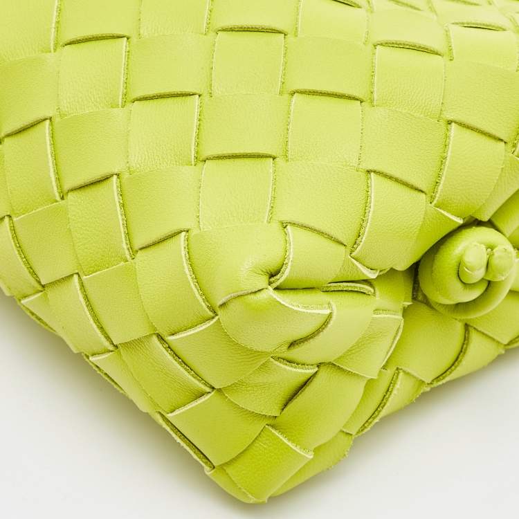 Pre Owned Bottega Veneta Light Green Intrecciato Leather Mini Loop Camera Crossbody Bag