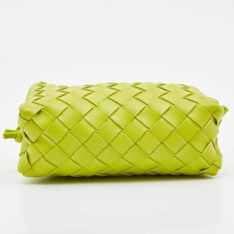 Pre Owned Bottega Veneta Light Green Intrecciato Leather Mini Loop Camera Crossbody Bag