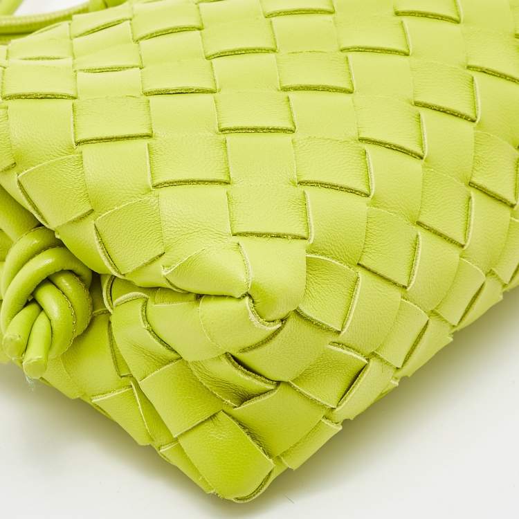 Pre Owned Bottega Veneta Light Green Intrecciato Leather Mini Loop Camera Crossbody Bag