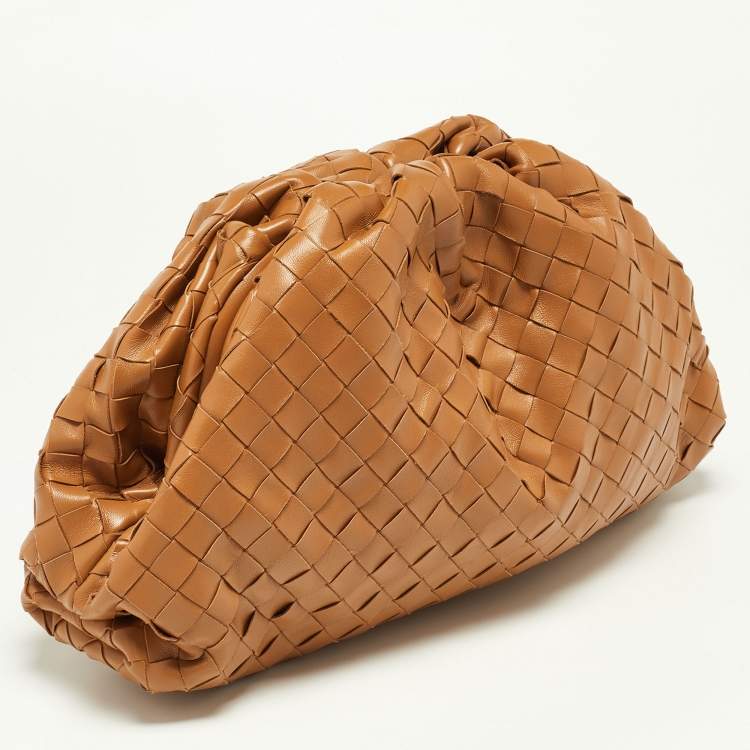 Pre Owned Bottega Veneta Tan Intrecciato Leather Pouch Clutch