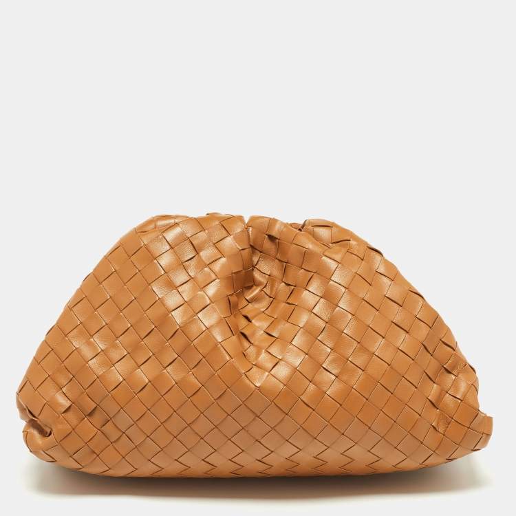 Pre Owned Bottega Veneta Tan Intrecciato Leather Pouch Clutch