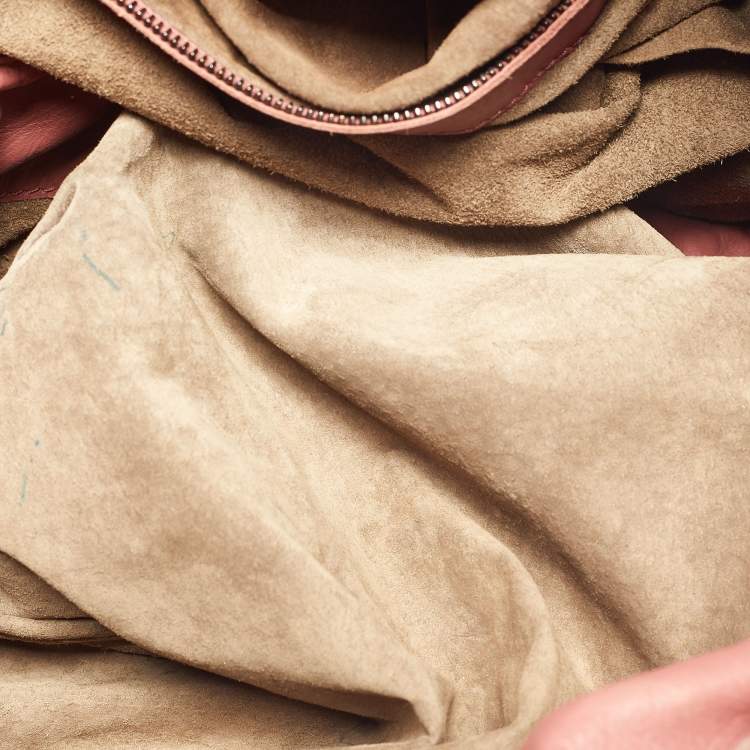 Pre Owned Bottega Veneta Peach Intrecciato Leather Hobo