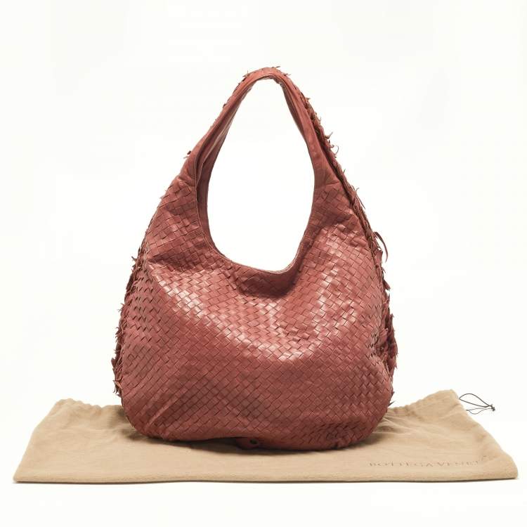 Pre Owned Bottega Veneta Peach Intrecciato Leather Hobo