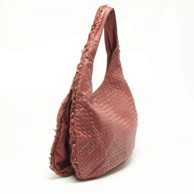 Pre Owned Bottega Veneta Peach Intrecciato Leather Hobo