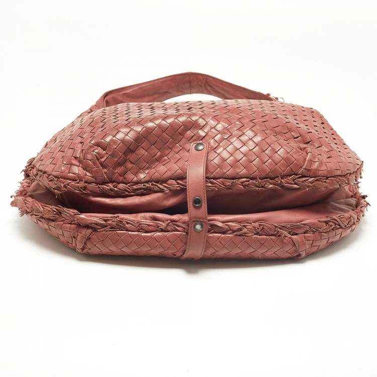 Pre Owned Bottega Veneta Peach Intrecciato Leather Hobo