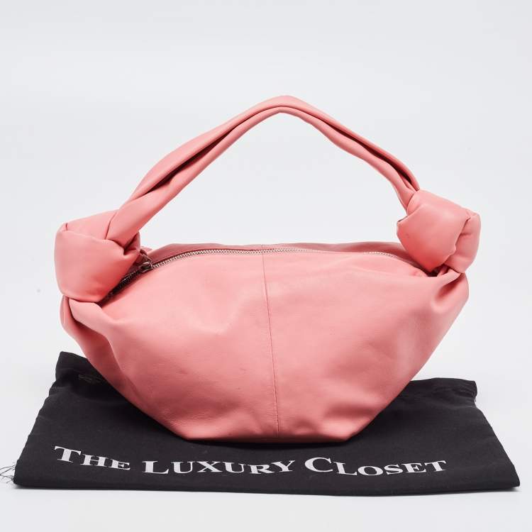 Pre Owned Bottega Veneta Pink Leather Mini Double Knot Hobo
